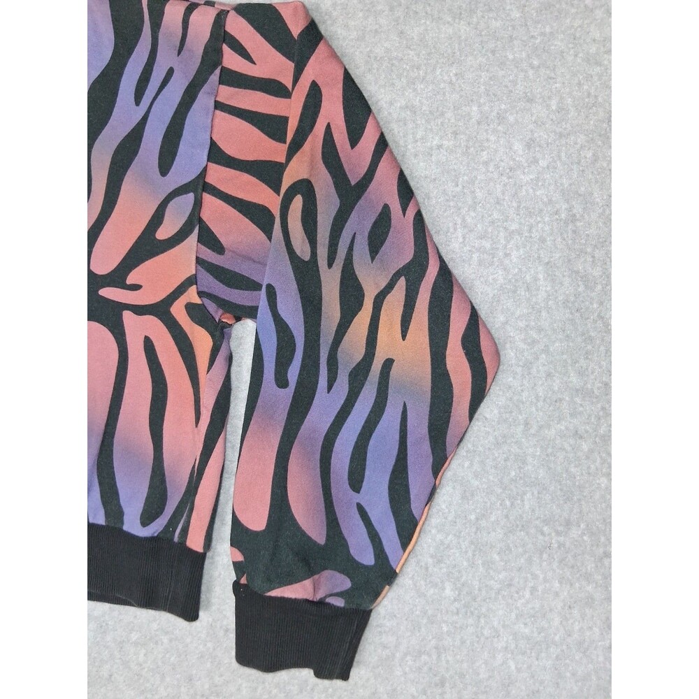 Adidas Originals Cropped Sweatshirt Womens Medium Rainbow Tiger Print Athleisure - Picture 4 of 13